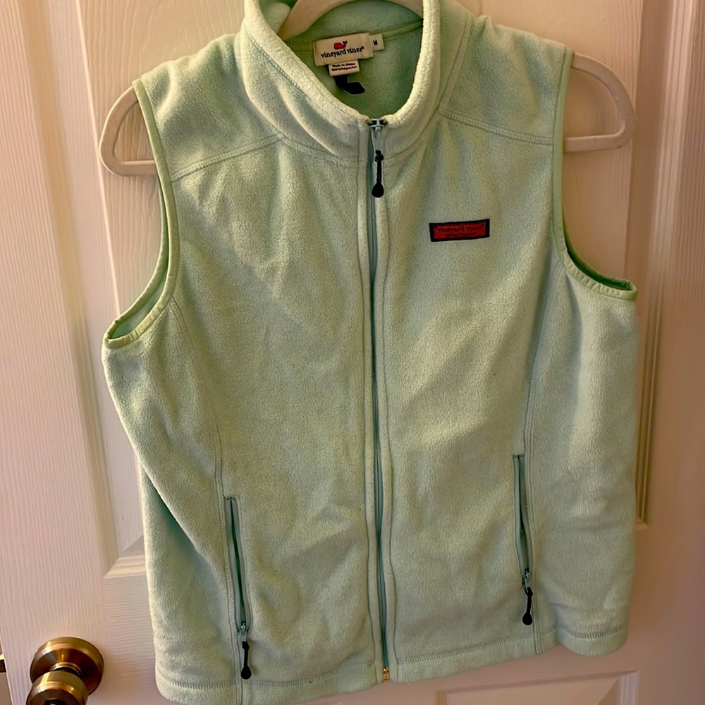 Women’s light sea foam green/blue fleece vest